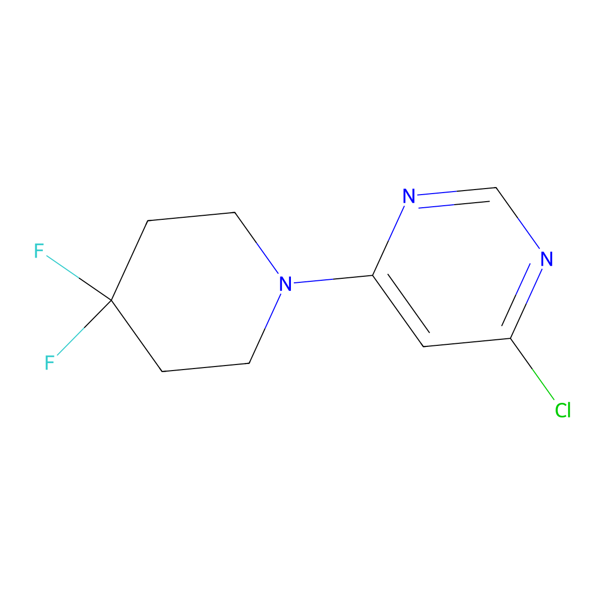 4-Chloro-6-(4,4-difluoropiperidin-1-yl)pyrimidine molecular structure, CAS 1590398-25-6