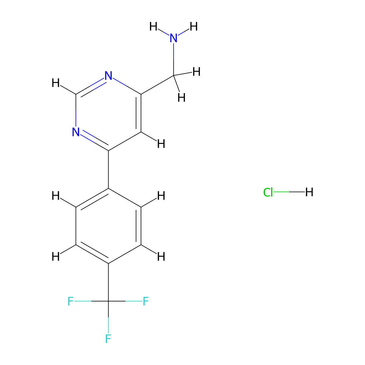(6-(4-(Trifluoromethyl)phenyl)pyrimidin-4-yl)methanamine hydrochloride molecular structure, CAS 1590398-45-0