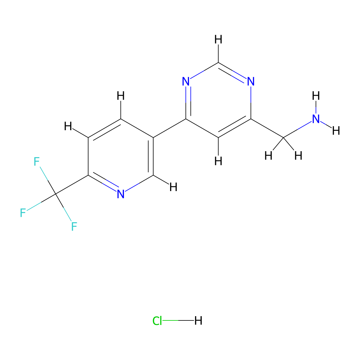 (6-(6-(Trifluoromethyl)pyridin-3-yl)pyrimidin-4-yl)methanamine hydrochloride molecular structure, CAS 1590398-46-1