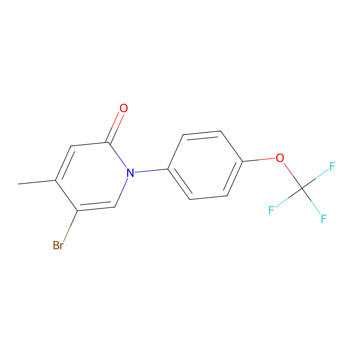 5-Bromo-4-methyl-1-(4-(trifluoromethoxy)phenyl)pyridin-2(1H)-one molecular structure, CAS 1590411-19-0