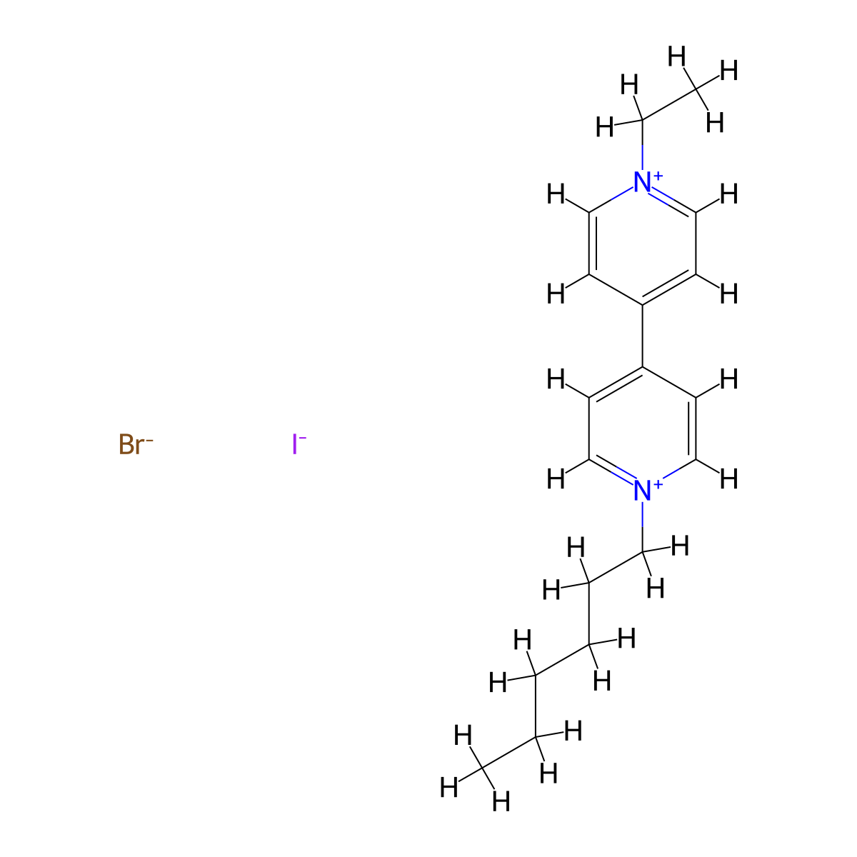 1-Ethyl-1'-hexyl-[4,4'-bipyridine]-1,1'-diium bromide iodide molecular structure, CAS 1590422-38-0