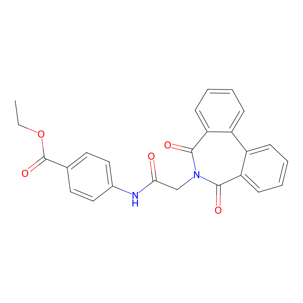 Ethyl 4-(2-{8,10-dioxo-9-azatricyclo[9.4.0.0^{2,7}]pentadeca-1(11),2(7),3,5,12,14-hexaen-9-yl}acetamido)benzoate molecular structure, CAS 159046-24-9