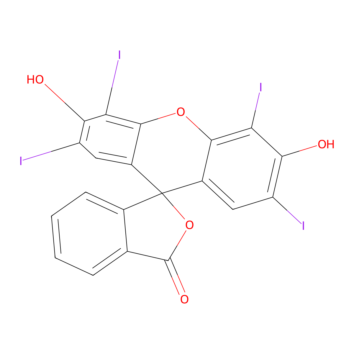 Erythrosine molecular structure, CAS 15905-32-5