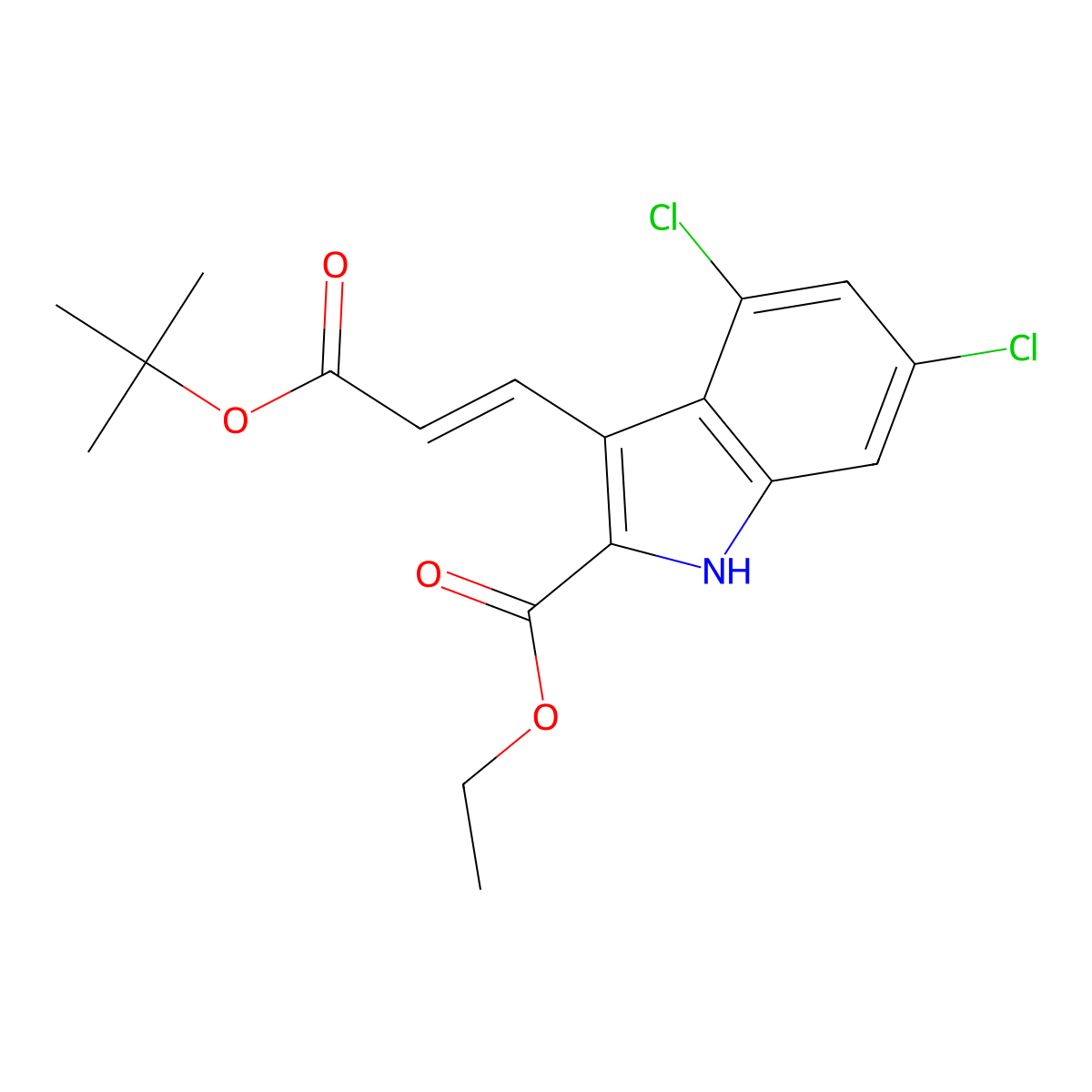 Ethyl 4,6-dichloro-3-[(1E)-3-(1,1-dimethylethoxy)-3-oxo-1-propen-1-yl]-1H-indole-2-carboxylate molecular structure, CAS 159054-13-4