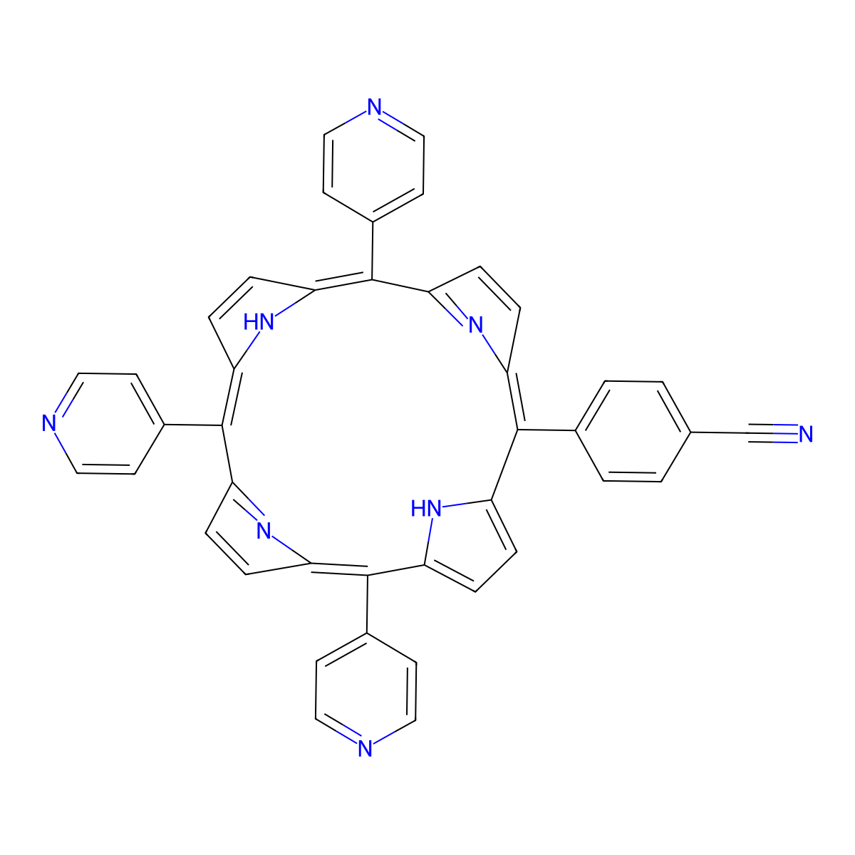 5-Mono(4-cyanophenyl)-10,15,20-tri(4-pyridyl) porphine molecular structure, CAS 159063-50-0