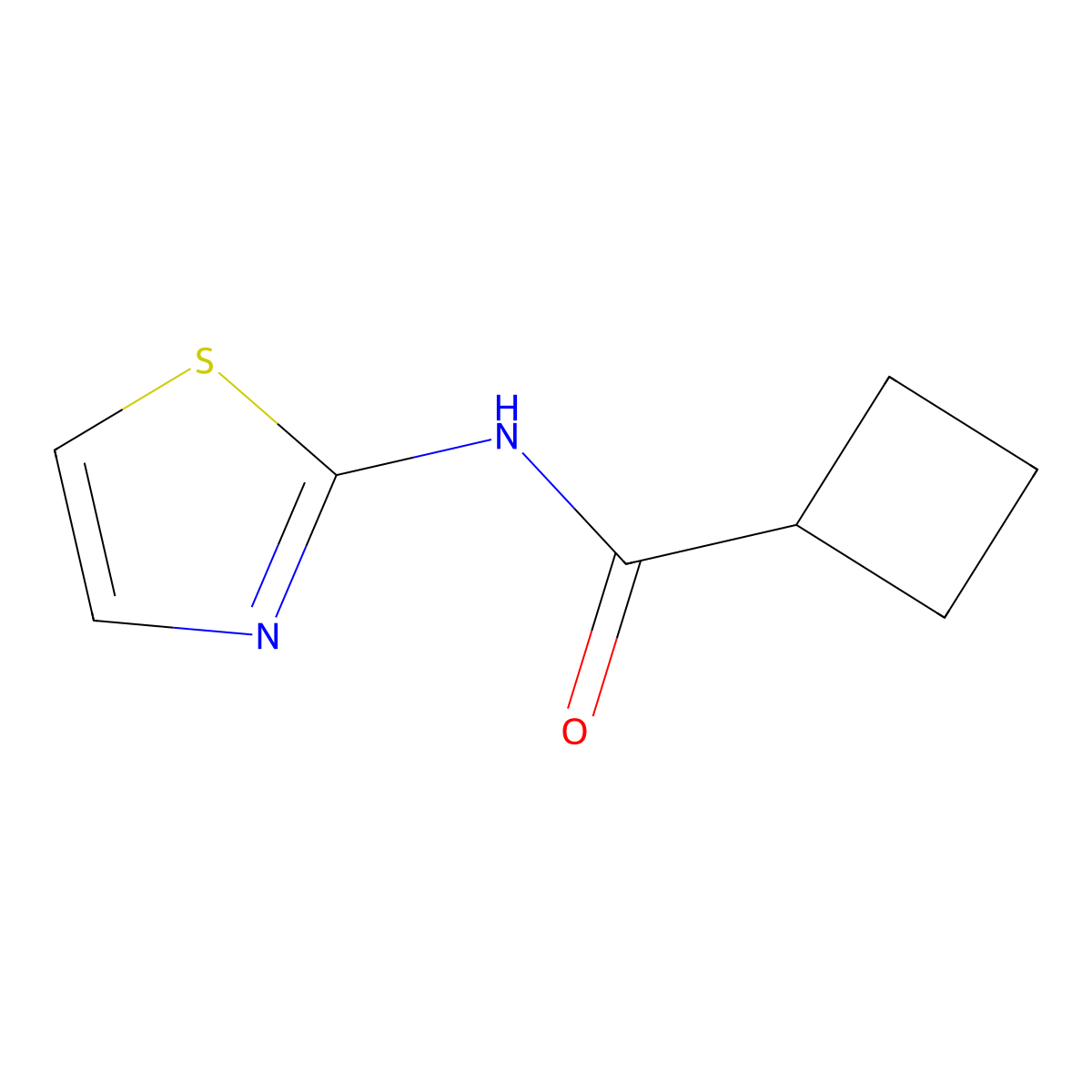 N-(1,3-thiazol-2-yl)cyclobutanecarboxamide molecular structure, CAS 15907-78-5
