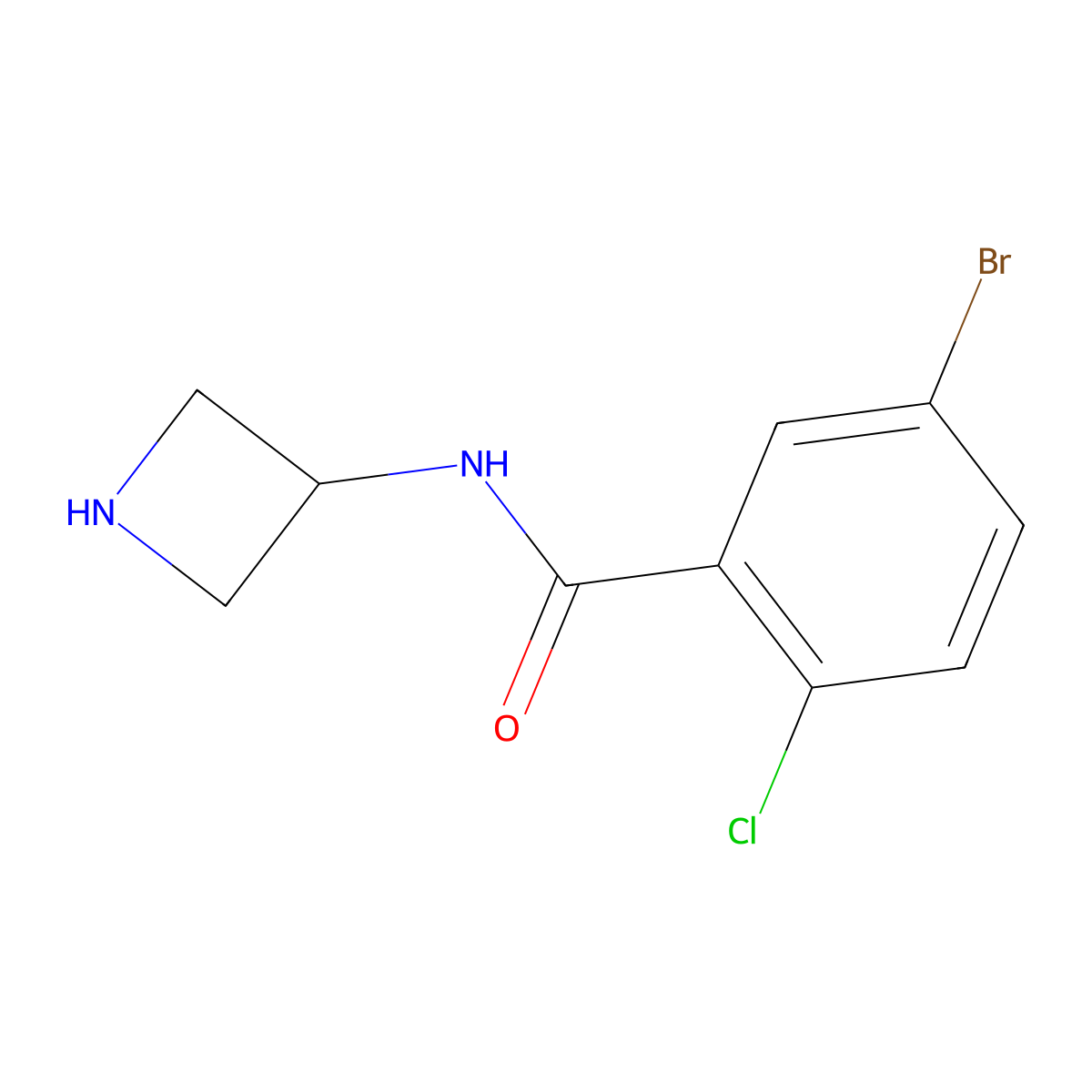 N-(azetidin-3-yl)-5-bromo-2-chlorobenzamide molecular structure, CAS 1590731-01-3