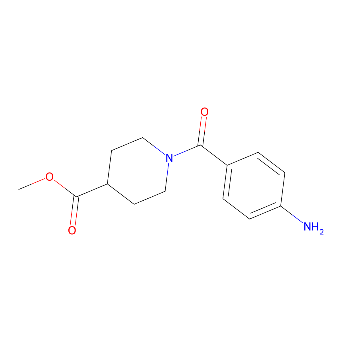 Methyl 1-(4-aminobenzoyl)piperidine-4-carboxylate molecular structure, CAS 1590748-30-3