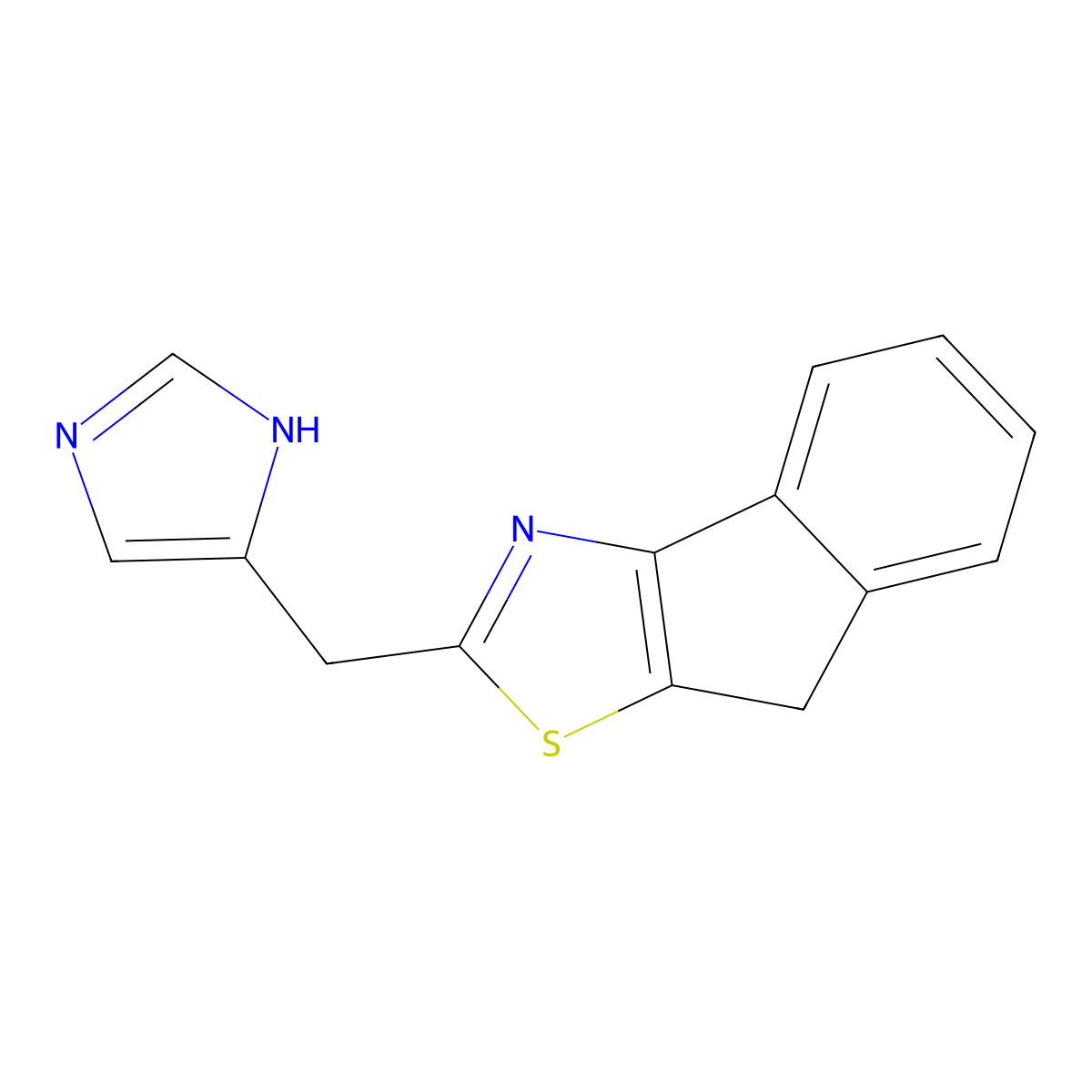 8H-Indeno(1,2-d)thiazole, 2-(1H-imidazol-4-ylmethyl)- molecular structure, CAS 159081-22-8