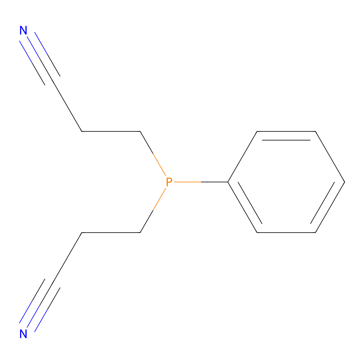 Bis(2-cyanoethyl)phenylphosphine molecular structure, CAS 15909-92-9