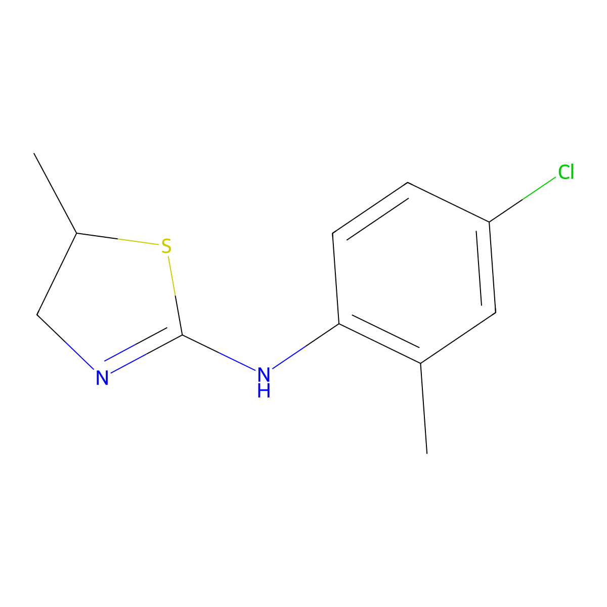 N-(4-chloro-2-methylphenyl)-5-methyl-4,5-dihydro-1,3-thiazol-2-amine molecular structure, CAS 159091-73-3