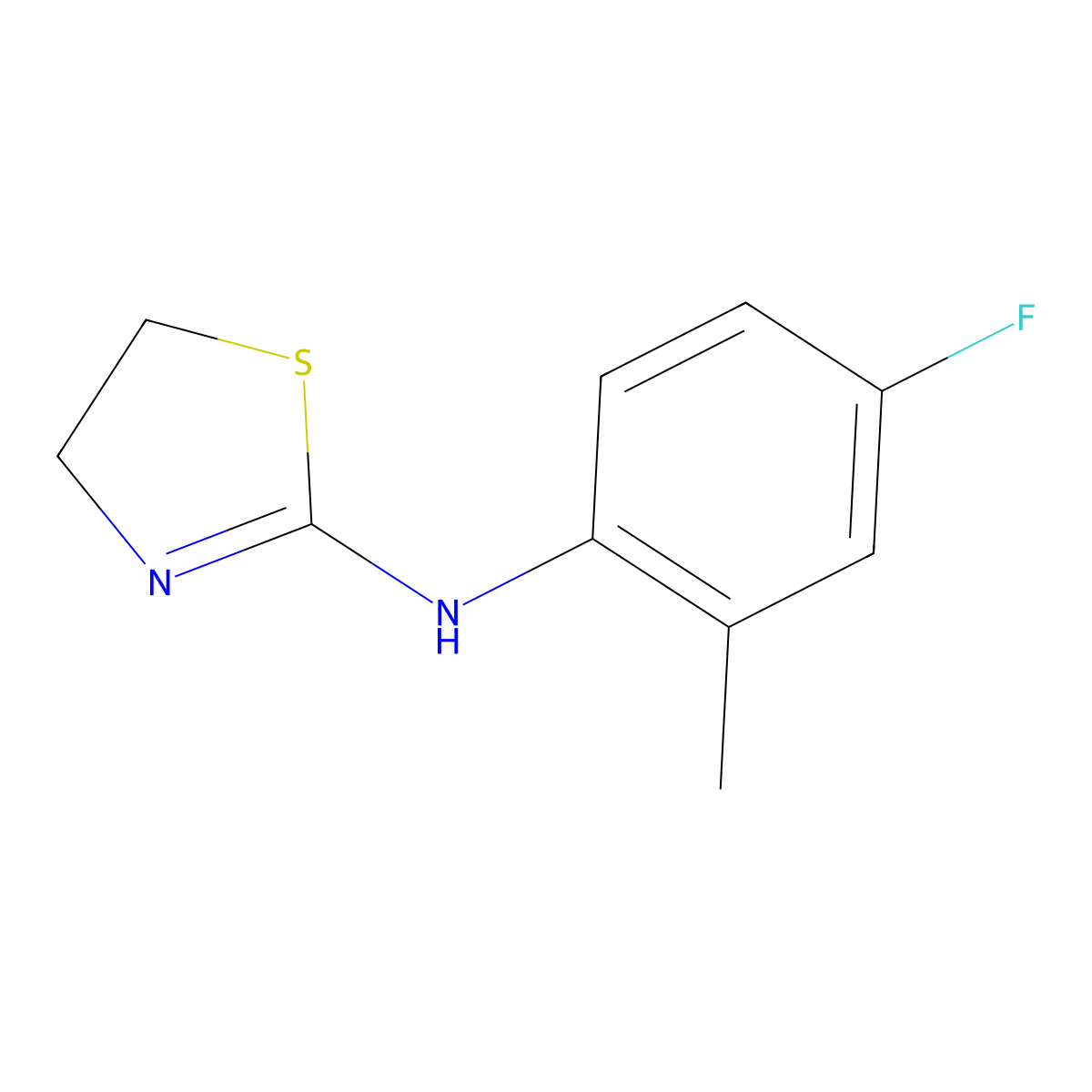 N-(4-fluoro-2-methylphenyl)-4,5-dihydro-1,3-thiazol-2-amine molecular structure, CAS 159091-74-4
