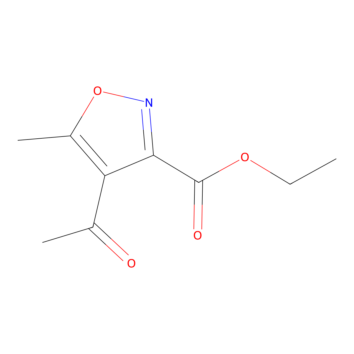 3-Isoxazolecarboxylic acid, 4-acetyl-5-methyl-, ethyl ester molecular structure, CAS 15911-11-2
