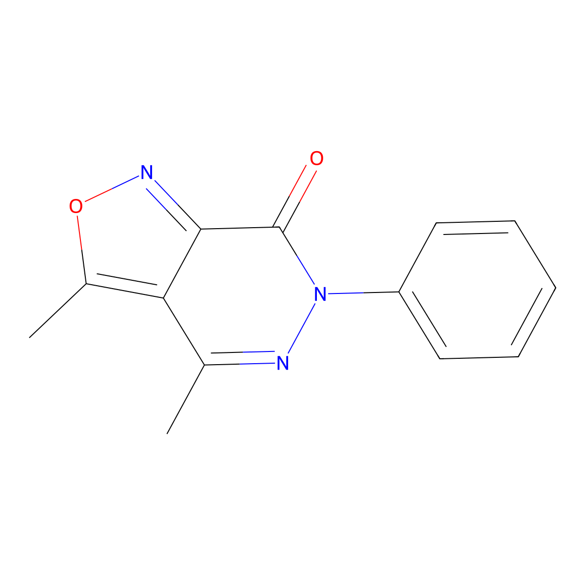 Isoxazolo(3,4-d)pyridazin-7(6H)-one, 3,4-dimethyl-6-phenyl- molecular structure, CAS 15911-15-6