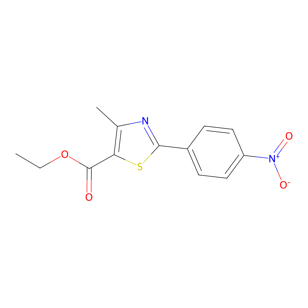 Ethyl 4-methyl-2-(4-nitrophenyl)thiazole-5-carboxylate molecular structure, CAS 15911-31-6