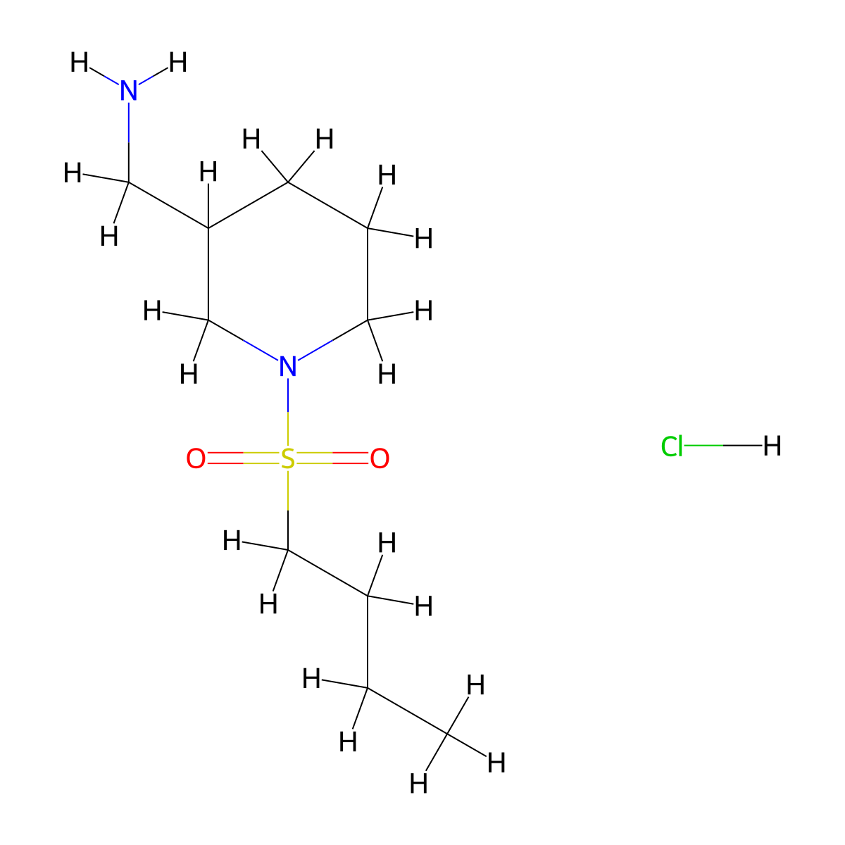 (1-(Butylsulfonyl)piperidin-3-yl)methanamine hydrochloride molecular structure, CAS 1591111-07-7