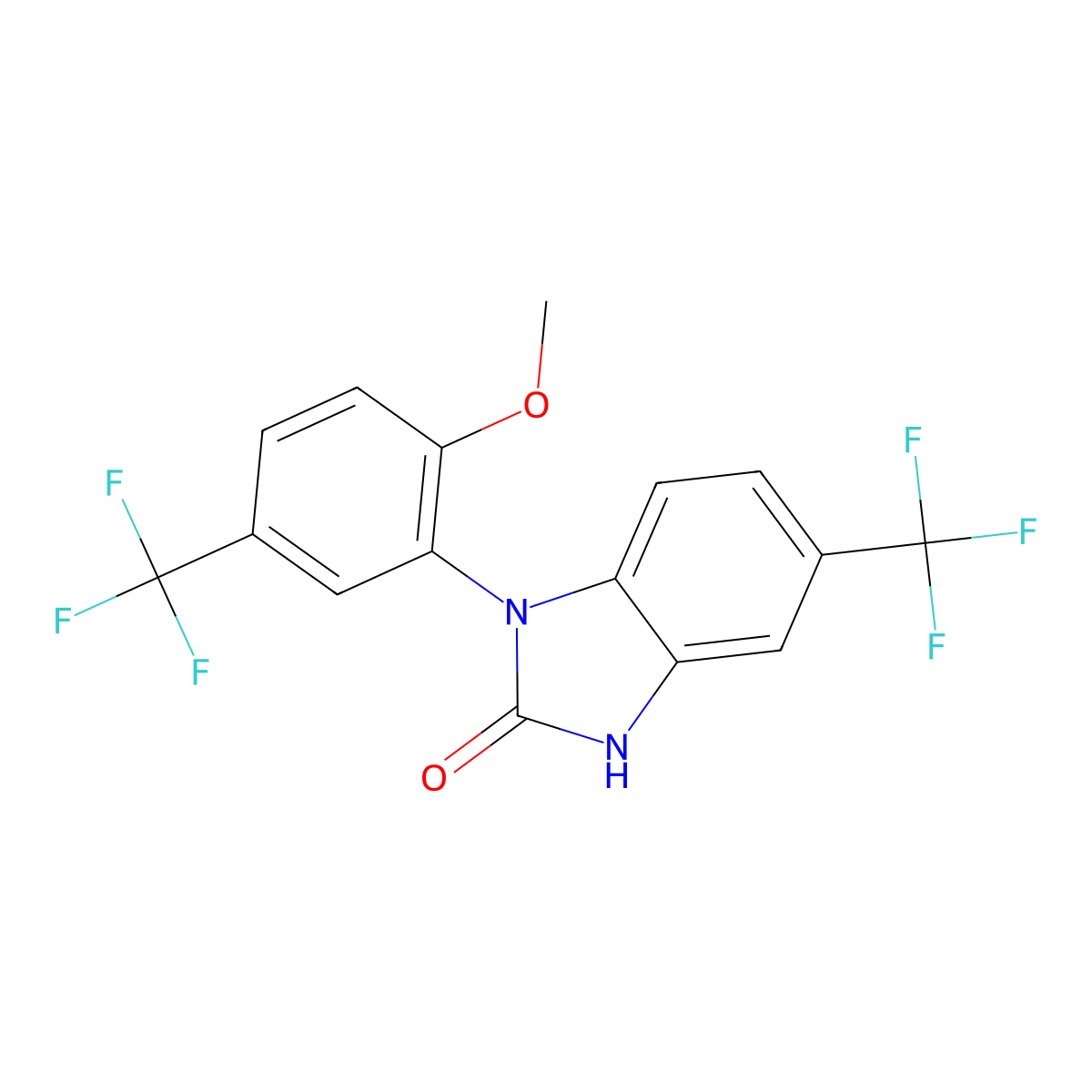 1-(2-Methoxy-5-trifluoromethylphenyl)-5-trifluoromethyl-1,3-dihydro-2H-benzimidazol-2-one molecular structure, CAS 159117-83-6