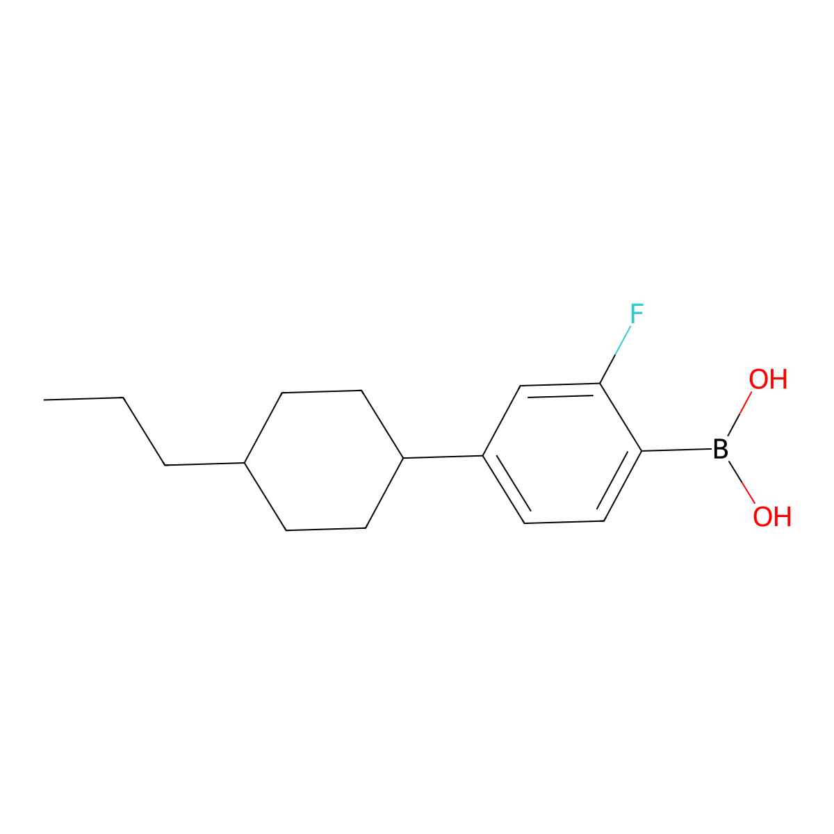 [2-Fluoro-4-(4-propylcyclohexyl)phenyl]boronic acid molecular structure, CAS 159119-10-5