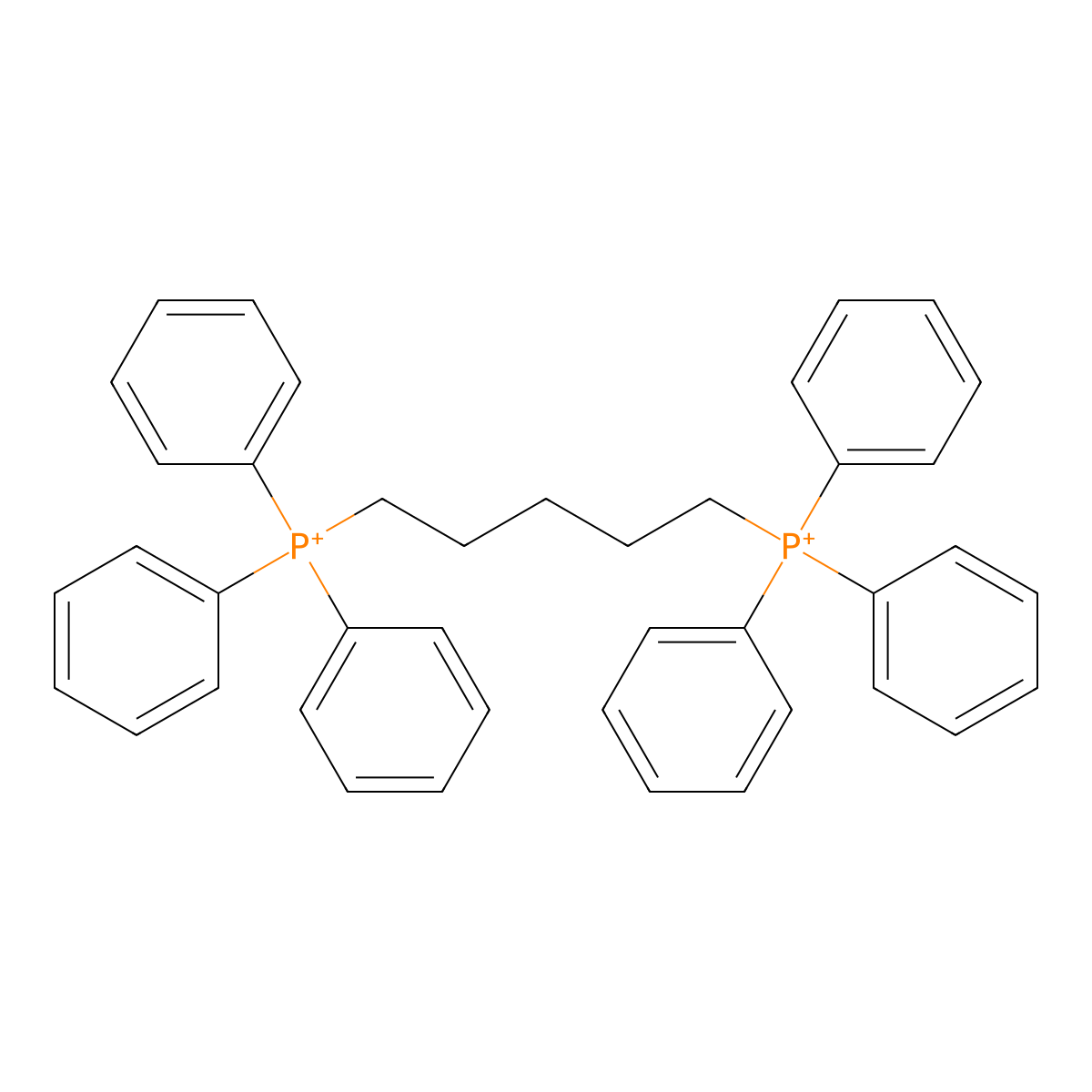 Triphenyl(5-triphenylphosphaniumylpentyl)phosphonium molecular structure, CAS 15912-78-4