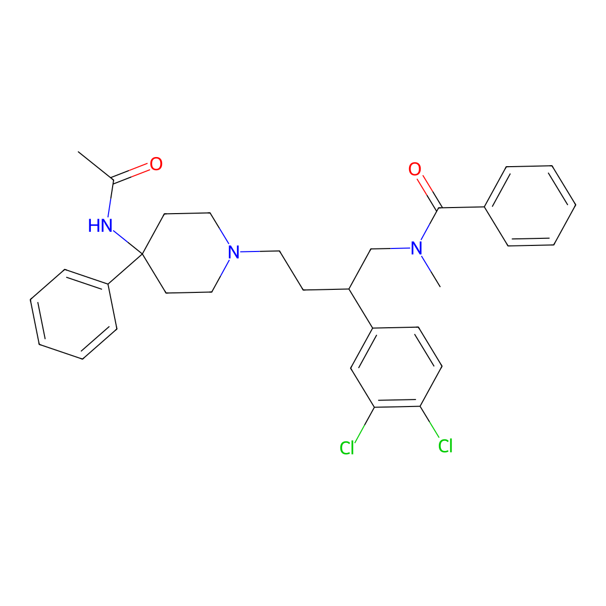 Benzamide,N-[4-[4-(acetylamino)-4-phenyl-1-piperidinyl]-2-(3,4-dichlorophenyl)butyl]-N-methyl- molecular structure, CAS 159125-41-4