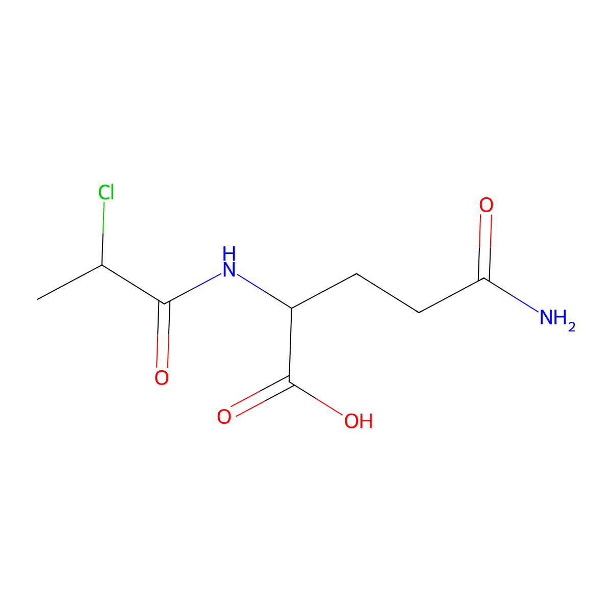(S)-5-Amino-2-((R)-2-chloropropanamido)-5-oxopentanoic acid molecular structure, CAS 159141-33-0