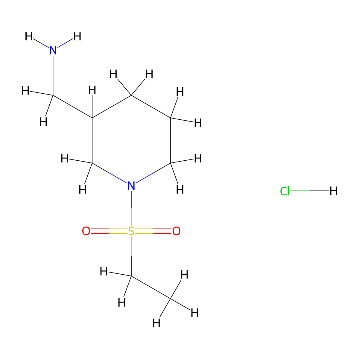 (1-(Ethylsulfonyl)piperidin-3-yl)methanamine hydrochloride molecular structure, CAS 1591504-39-0
