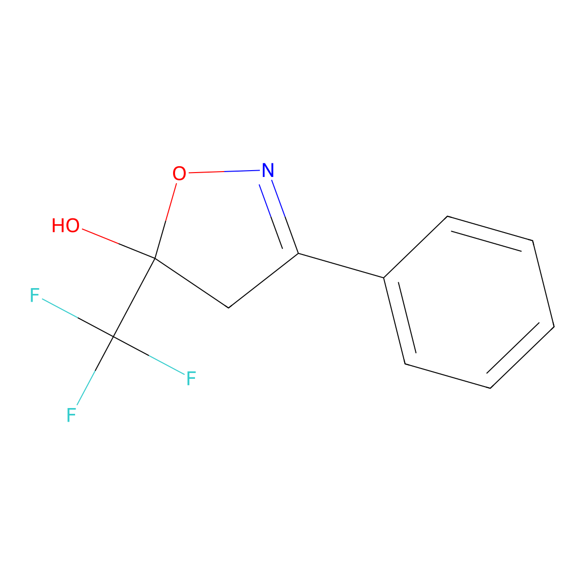 5-Hydroxy-3-phenyl-5-(trifluoromethyl)-4,5-dihydroisoxazole molecular structure, CAS 159152-83-7