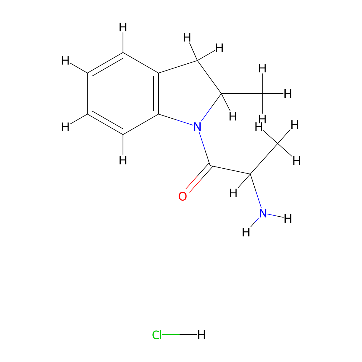 2-amino-1-(2-methyl-2,3-dihydro-1H-indol-1-yl)propan-1-one hydrochloride molecular structure, CAS 1591549-60-8