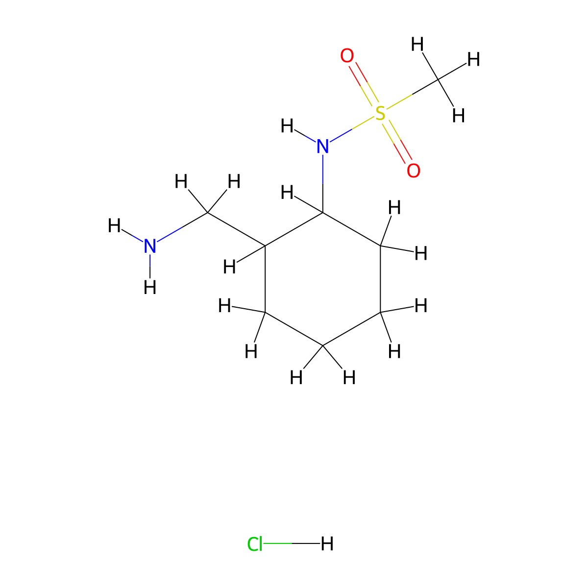 N-(2-(aminomethyl)cyclohexyl)methanesulfonamide hydrochloride molecular structure, CAS 1591568-44-3