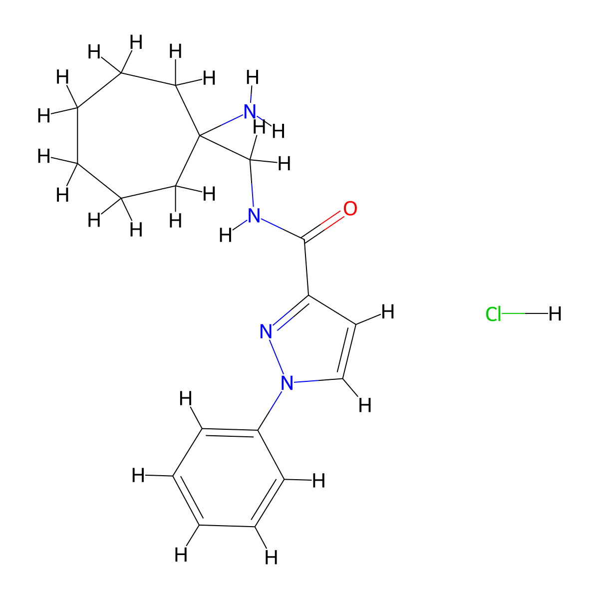 N-[(1-aminocycloheptyl)methyl]-1-phenyl-1H-pyrazole-3-carboxamide hydrochloride molecular structure, CAS 1591604-81-7