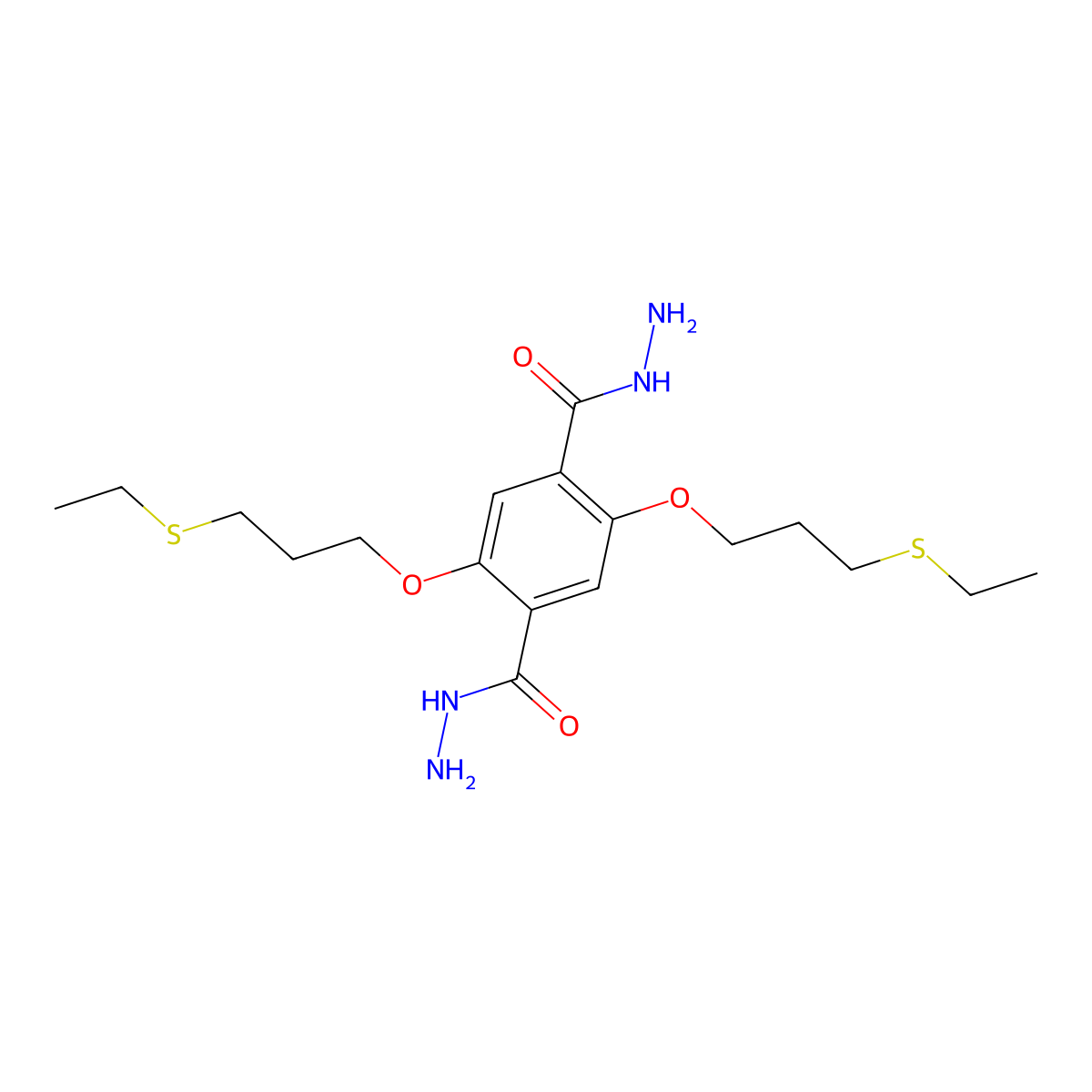 2,5-Bis(3-(ethylthio)propoxy)terephthalohydrazide molecular structure, CAS 1591732-98-7
