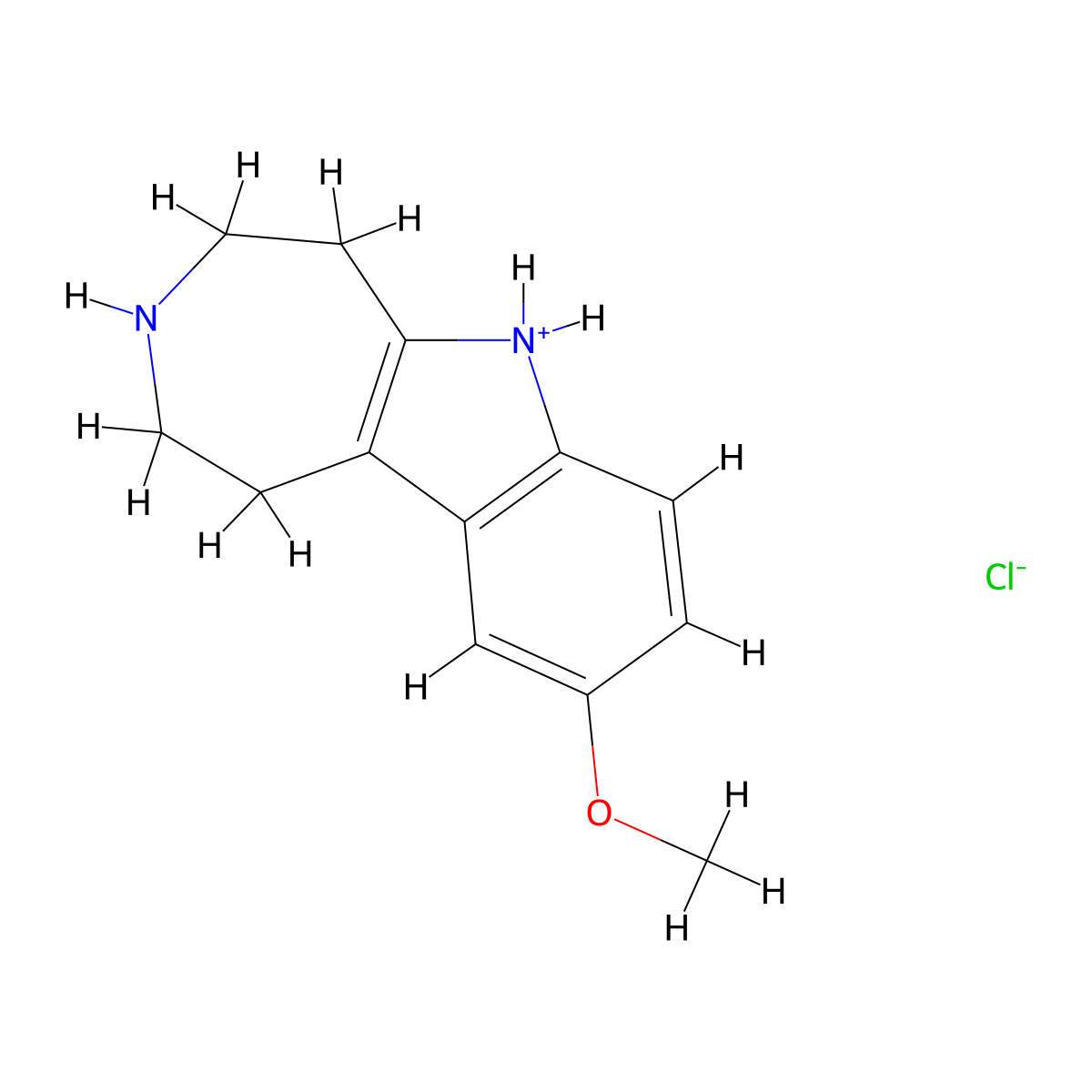 Azepino(4,5-b)indole, 1,2,3,4,5,6-hexahydro-9-methoxy-, monohydrochloride molecular structure, CAS 15918-69-1