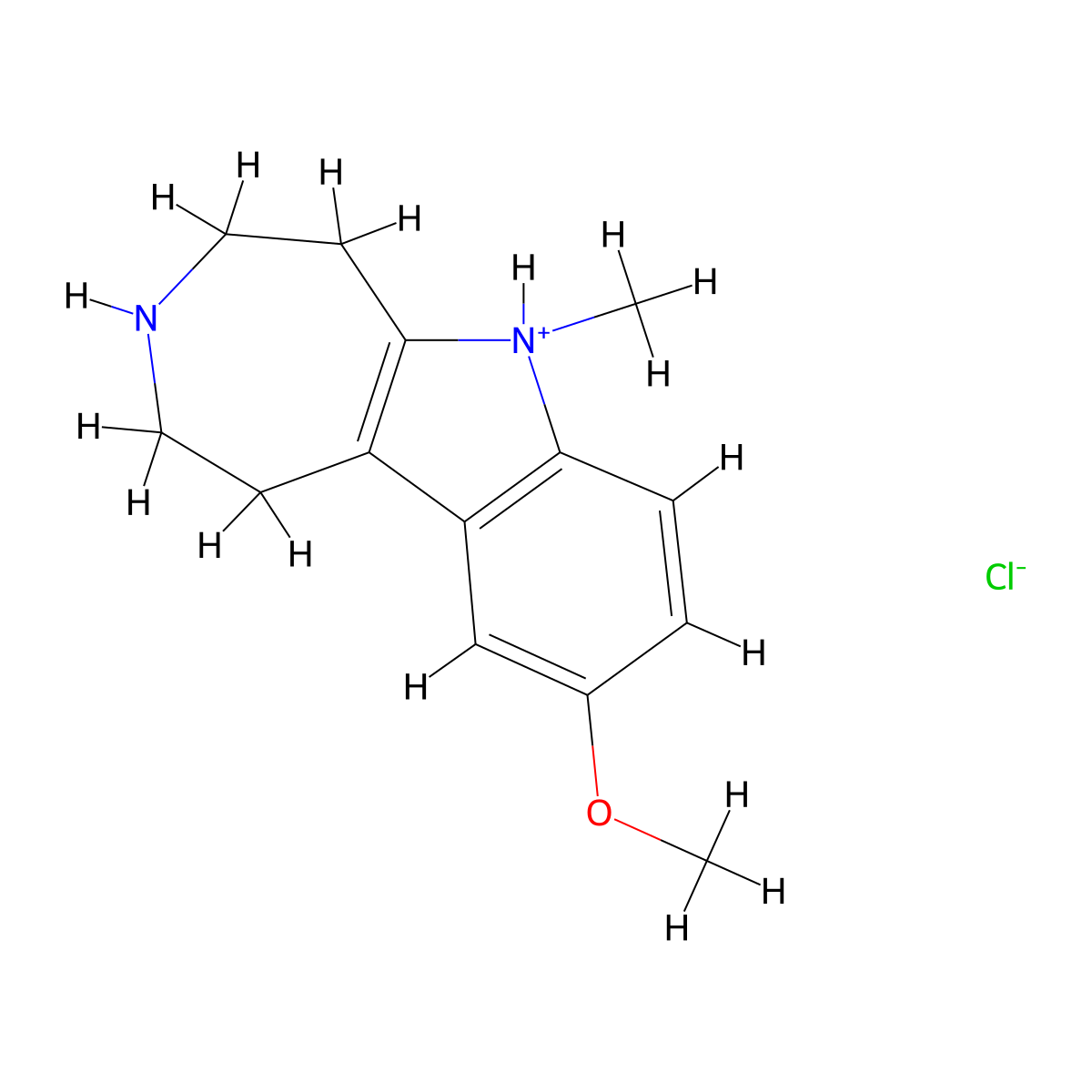 Azepino(4,5-b)indole, 1,2,3,4,5,6-hexahydro-9-methoxy-6-methyl-, monohydrochloride molecular structure, CAS 15918-70-4