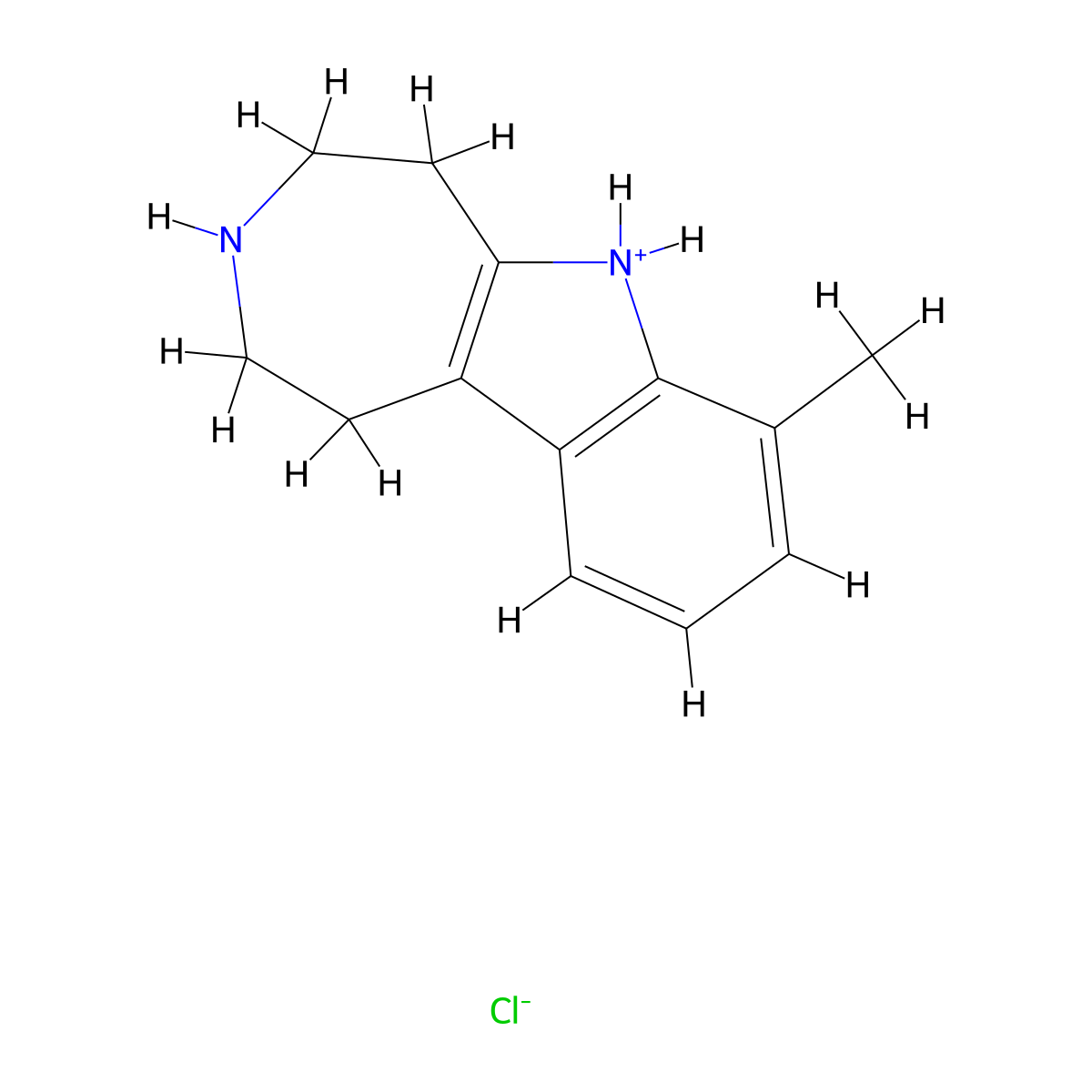 Azepino(4,5-b)indole, 1,2,3,4,5,6-hexahydro-7-methyl-, monohydrochloride molecular structure, CAS 15918-73-7