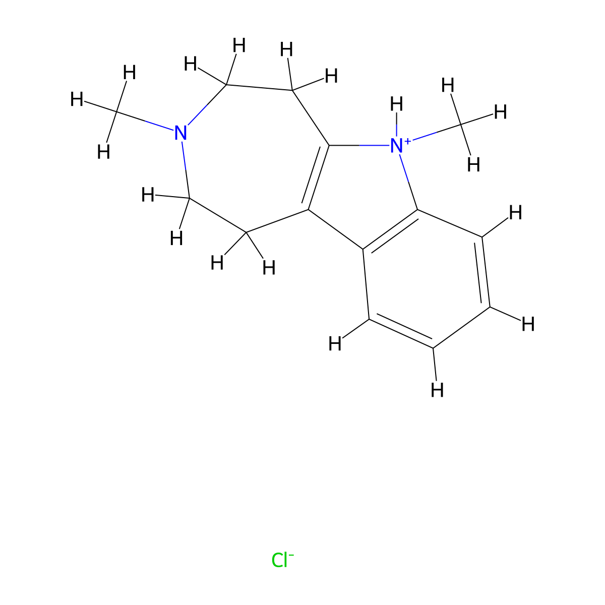 Azepino(4,5-b)indole, 1,2,3,4,5,6-hexahydro-3,6-dimethyl-, monohydrochloride molecular structure, CAS 15918-75-9