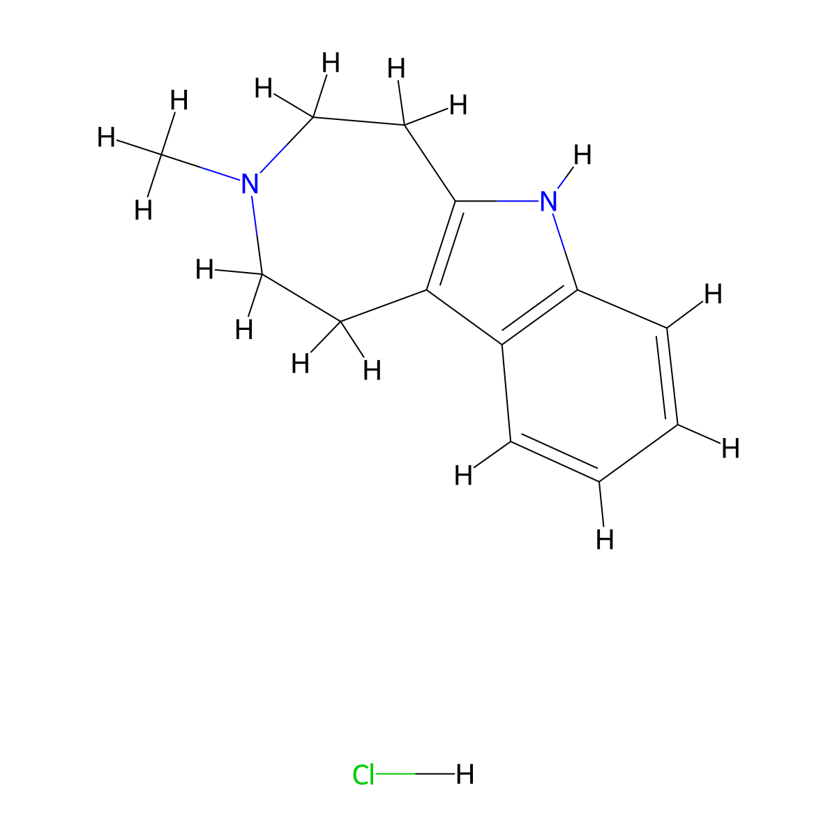 3-Methyl-1,2,3,4,5,6-hexahydroazepino[4,5-b]indole hydrochloride molecular structure, CAS 15918-76-0