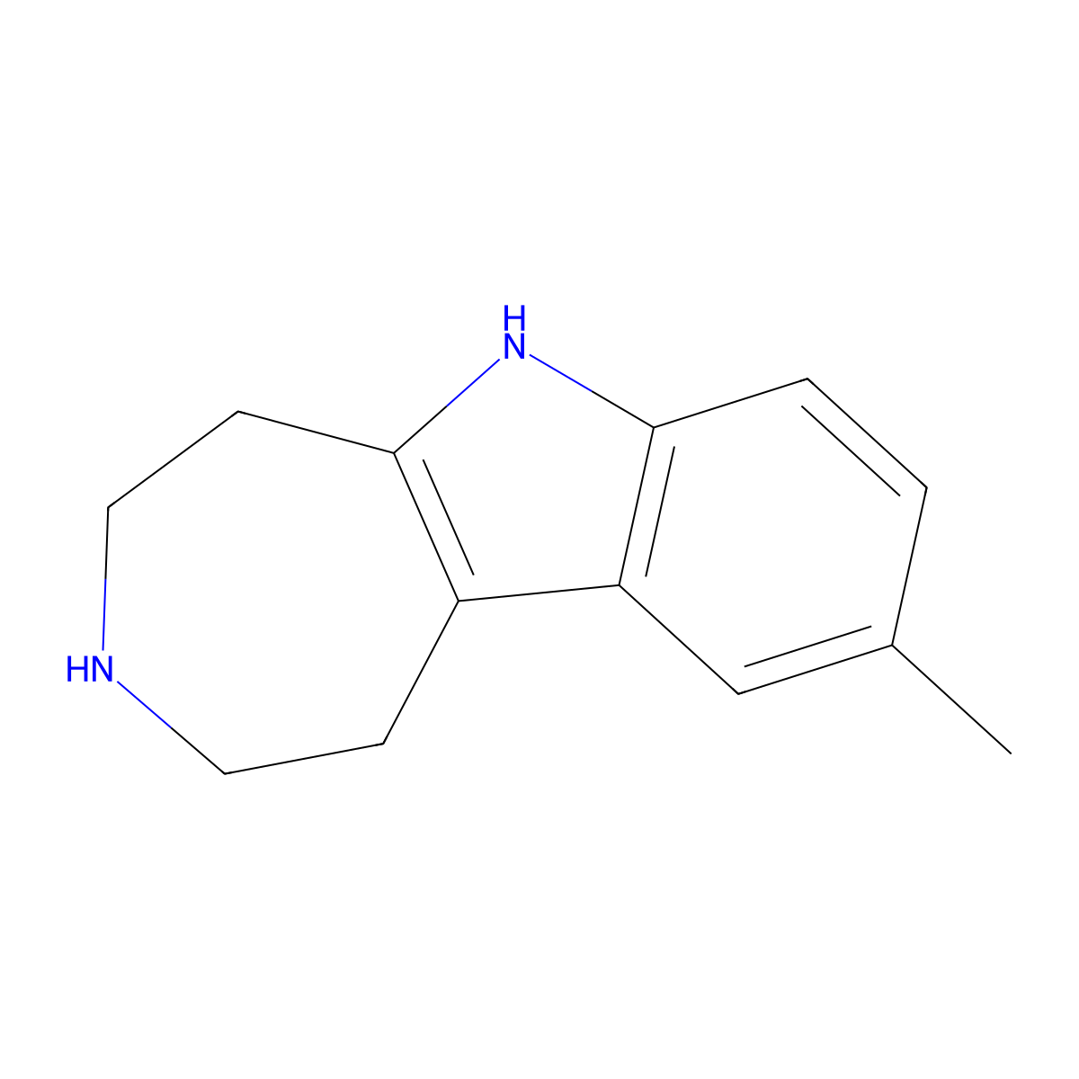 Azepino(4,5-b)indole, 1,2,3,4,5,6-hexahydro-9-methyl- molecular structure, CAS 15918-89-5