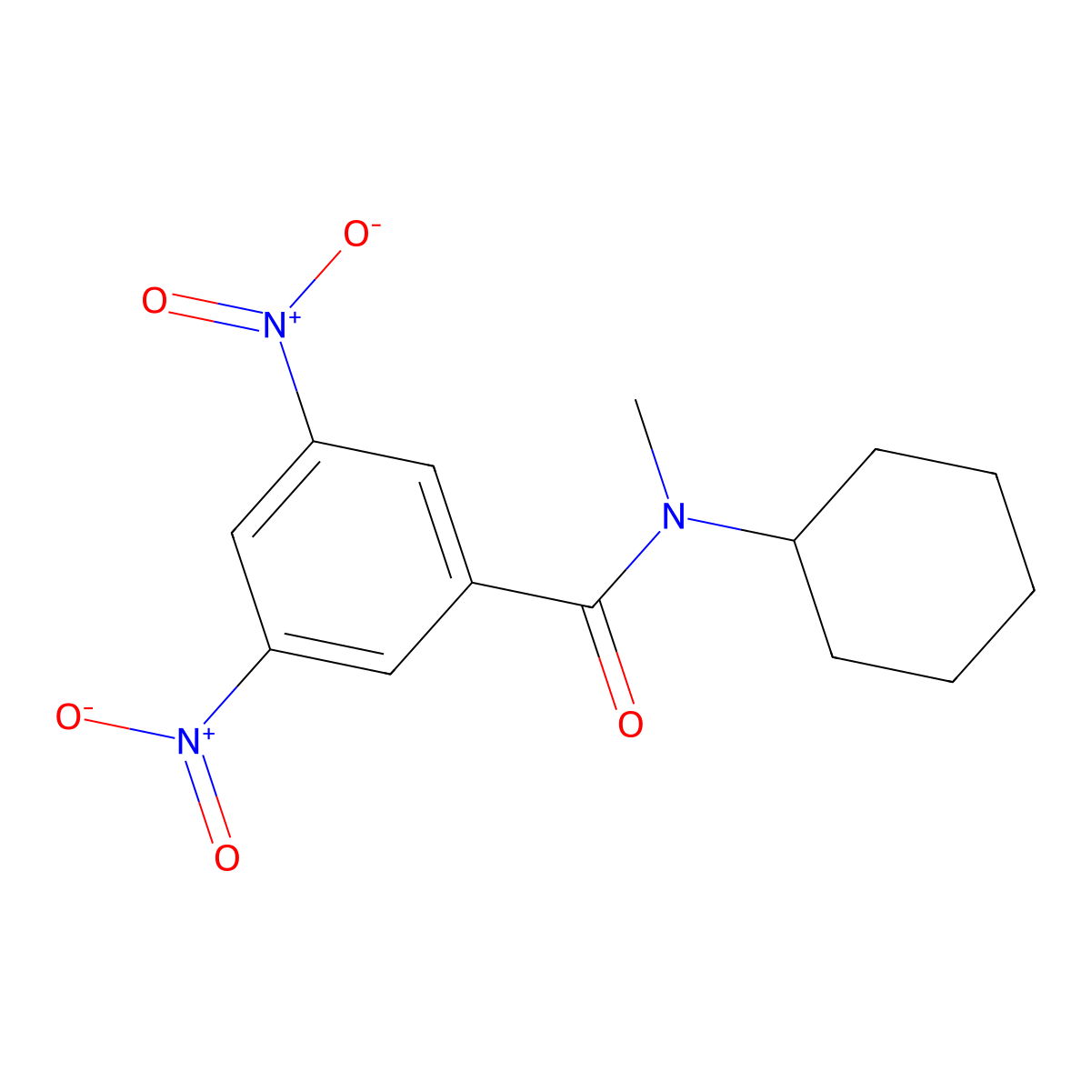 N-cyclohexyl-N-methyl-3,5-dinitrobenzamide molecular structure, CAS 15920-35-1
