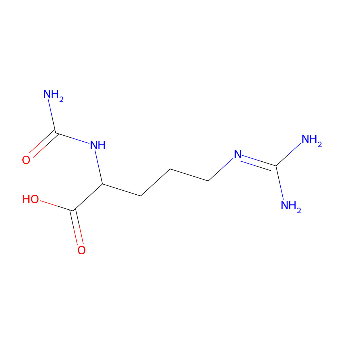 2-(Carbamoylamino)-5-(diaminomethylideneamino)pentanoic acid molecular structure, CAS 15920-89-5