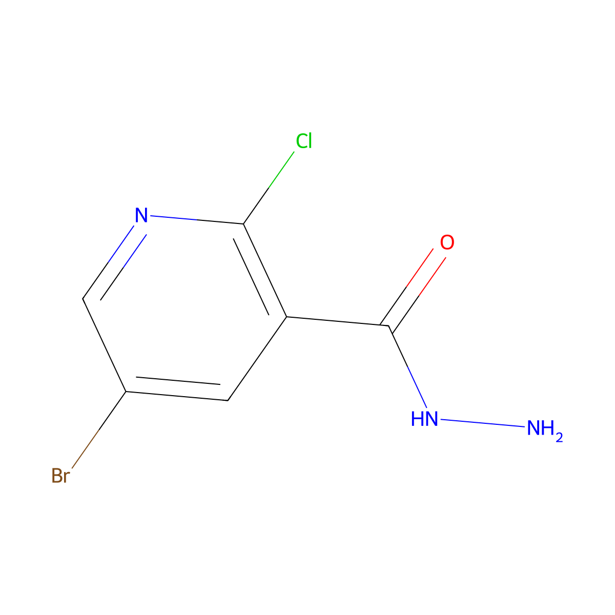 5-Bromo-2-chloro-nicotinic acid hydrazide molecular structure, CAS 1592097-56-7