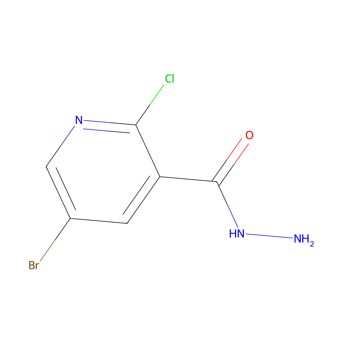 5-Bromo-2-chloro-nicotinic acid hydrazide molecular structure, CAS 1592097-56-7