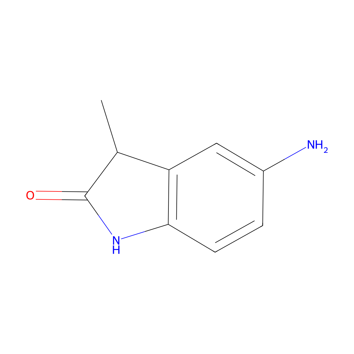 2H-Indol-2-one, 1,3-dihydro-5-amino-3-methyl- molecular structure, CAS 159212-53-0
