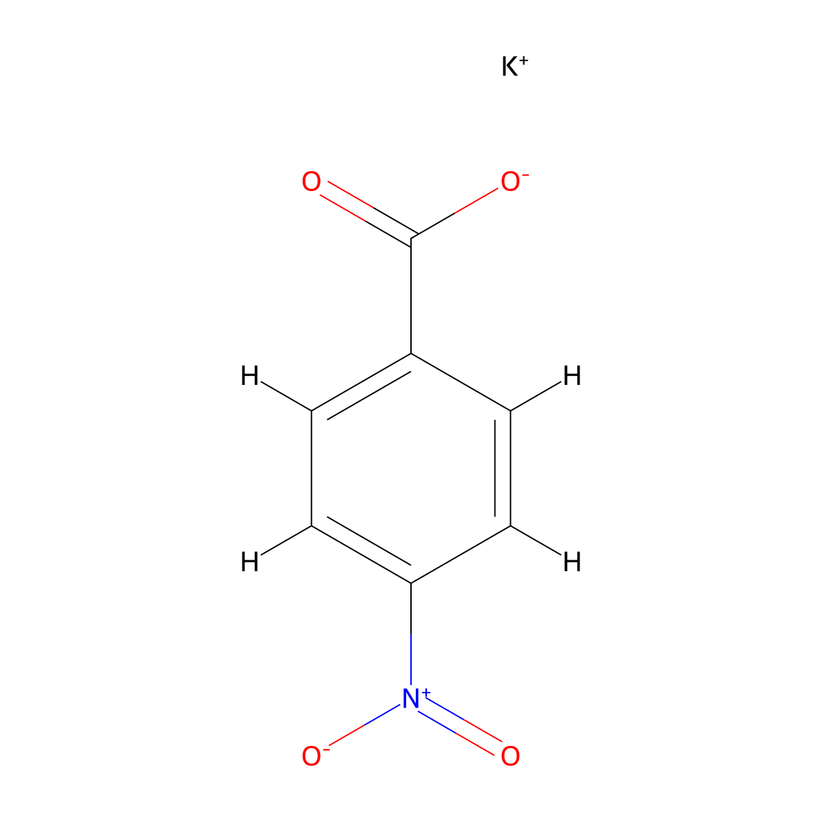 Benzoic acid, 4-nitro-, potassium salt (1:1) molecular structure, CAS 15922-01-7