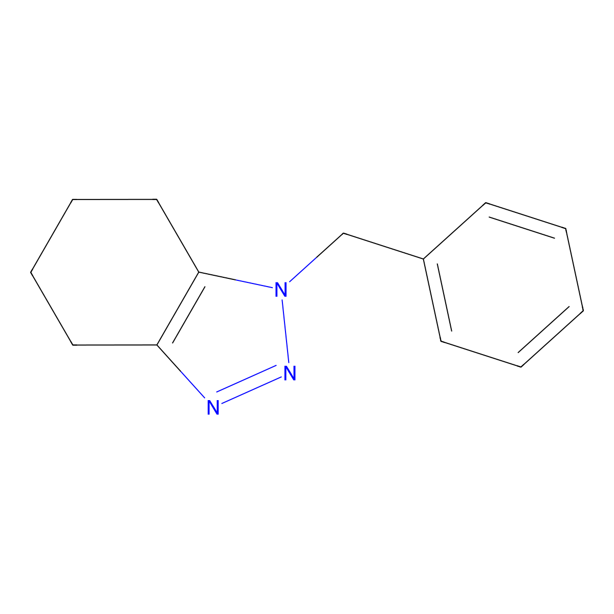 1-benzyl-4,5,6,7-tetrahydro-1H-1,2,3-benzotriazole molecular structure, CAS 15922-43-7