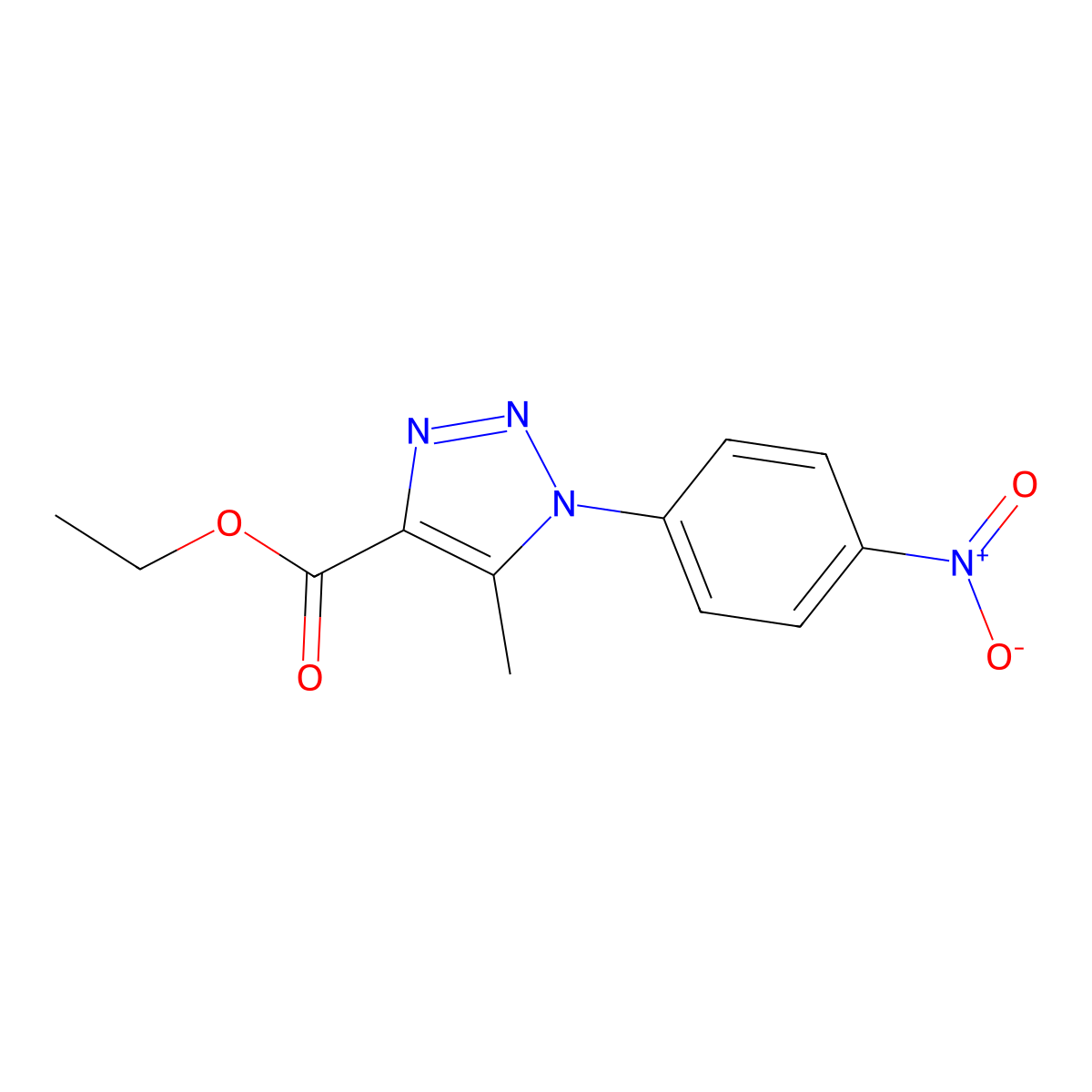 ethyl 5-methyl-1-(4-nitrophenyl)-1H-1,2,3-triazole-4-carboxylate molecular structure, CAS 15922-66-4