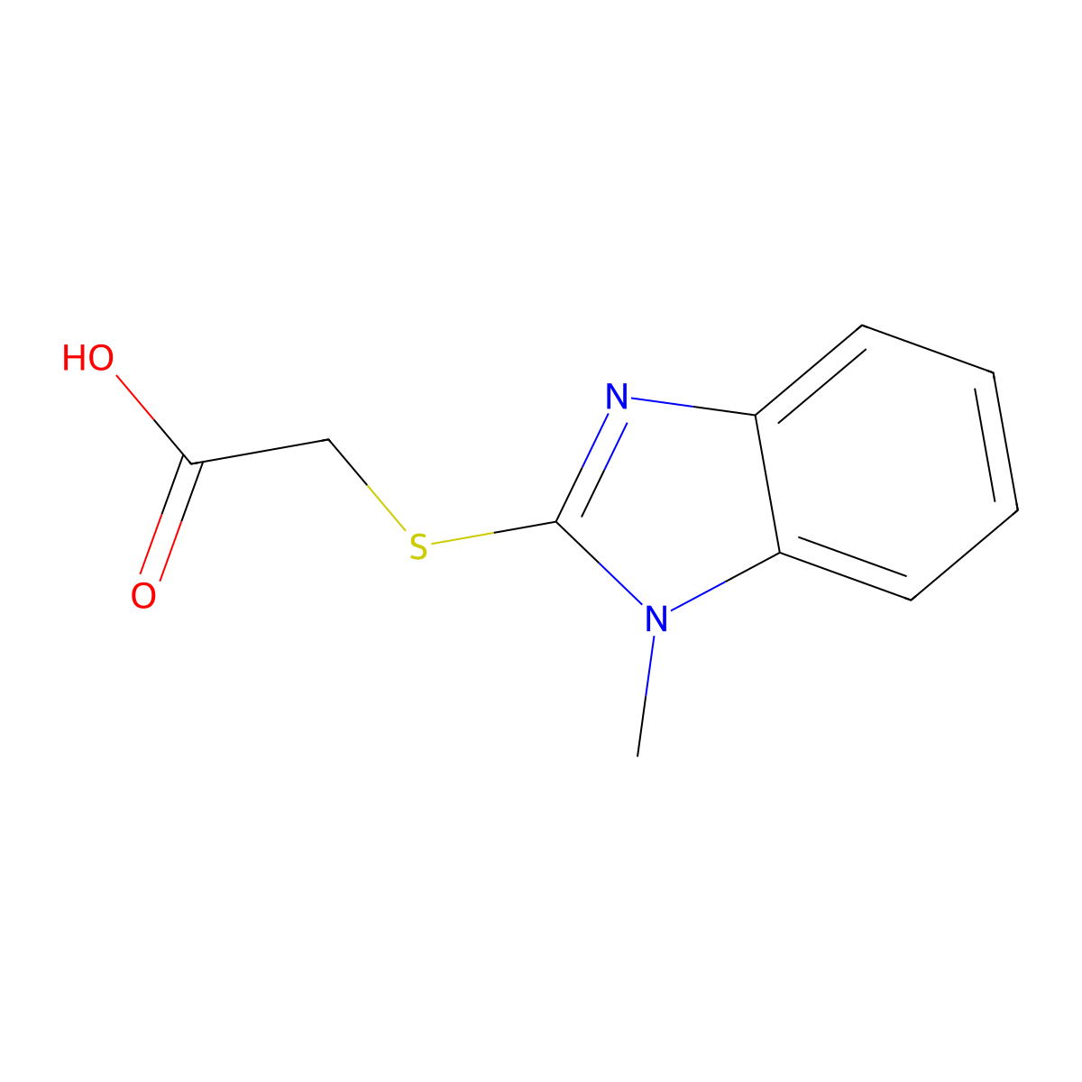 2-[(1-methyl-1H-1,3-benzodiazol-2-yl)sulfanyl]acetic acid molecular structure, CAS 159222-24-9