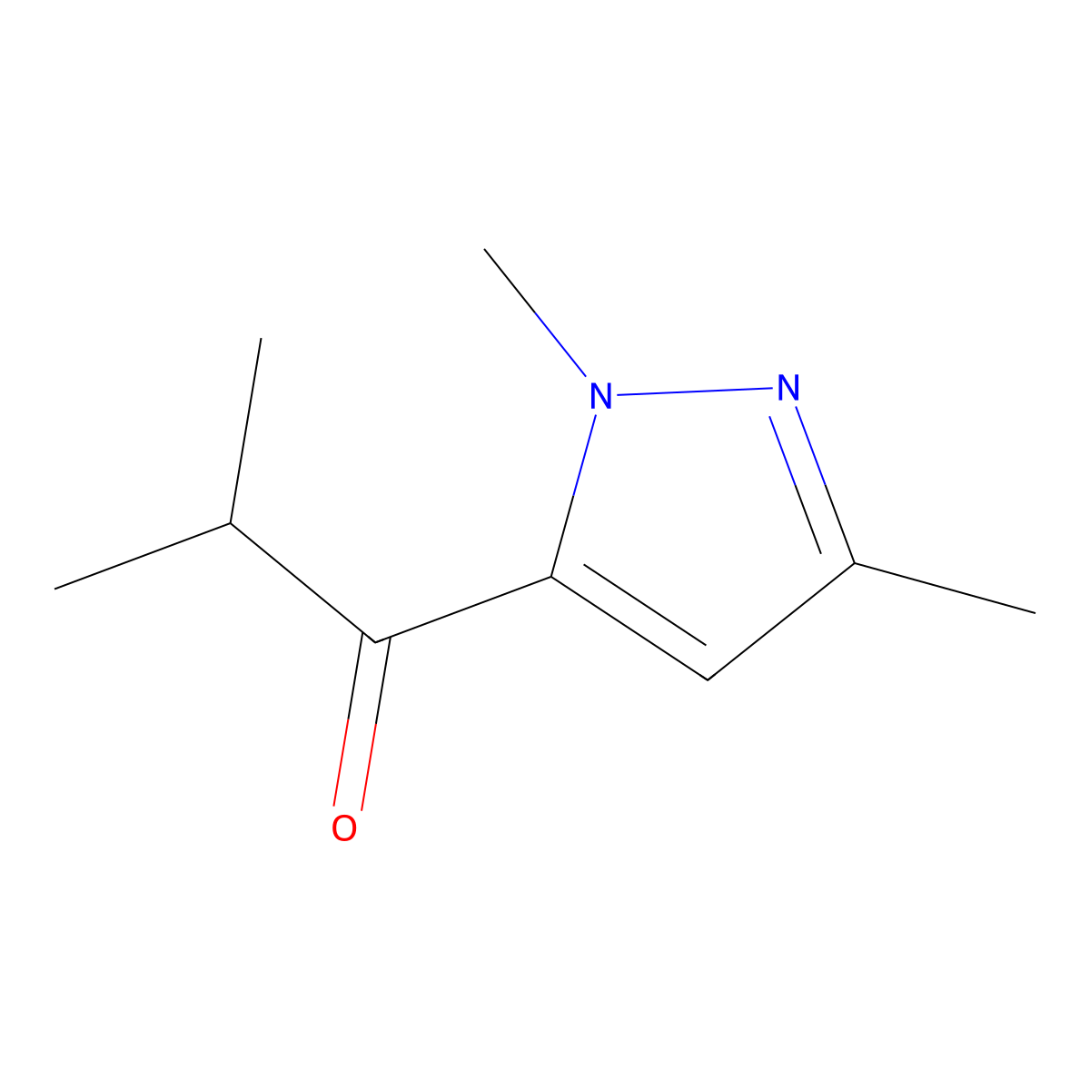 1-(1,3-Dimethyl-1H-pyrazol-5-yl)-2-methylpropan-1-one molecular structure, CAS 1592276-02-2