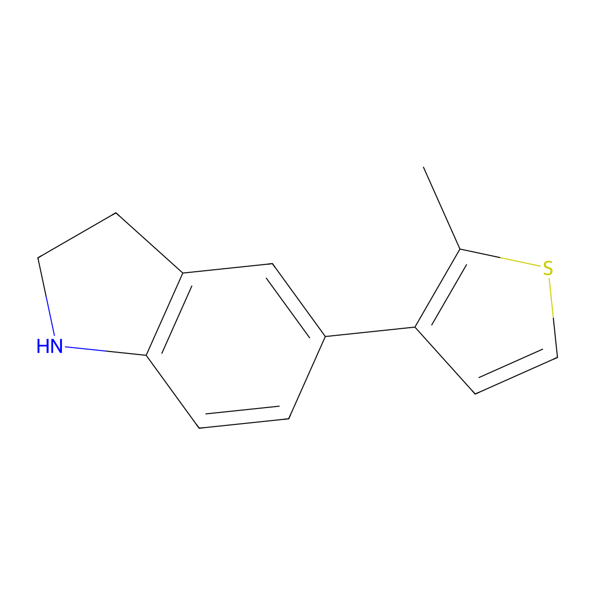 5-(2-methylthiophen-3-yl)-2,3-dihydro-1H-indole molecular structure, CAS 1592277-23-0