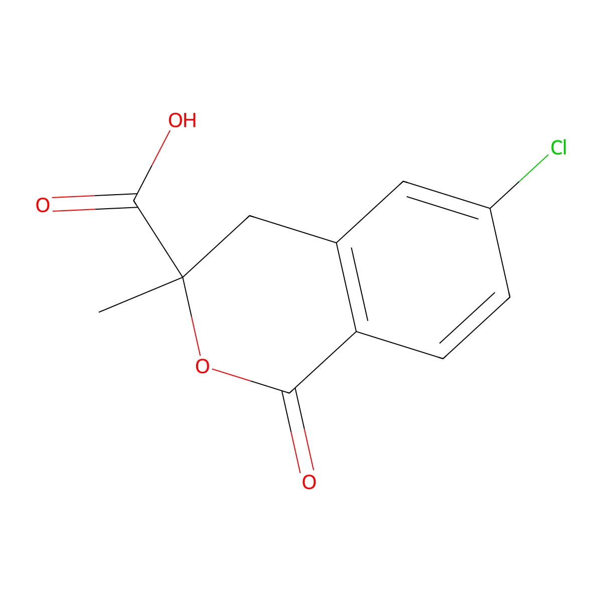 6-chloro-3-methyl-1-oxo-3,4-dihydro-1H-2-benzopyran-3-carboxylic acid molecular structure, CAS 1592279-62-3