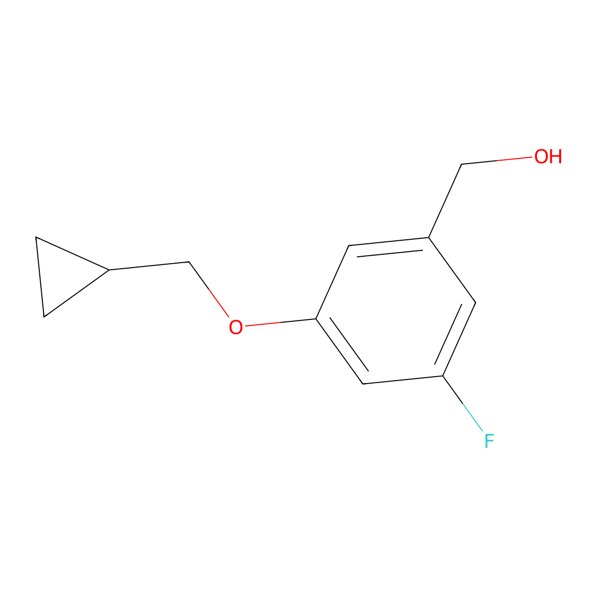 (3-(Cyclopropylmethoxy)-5-fluorophenyl)methanol molecular structure, CAS 1592280-52-8